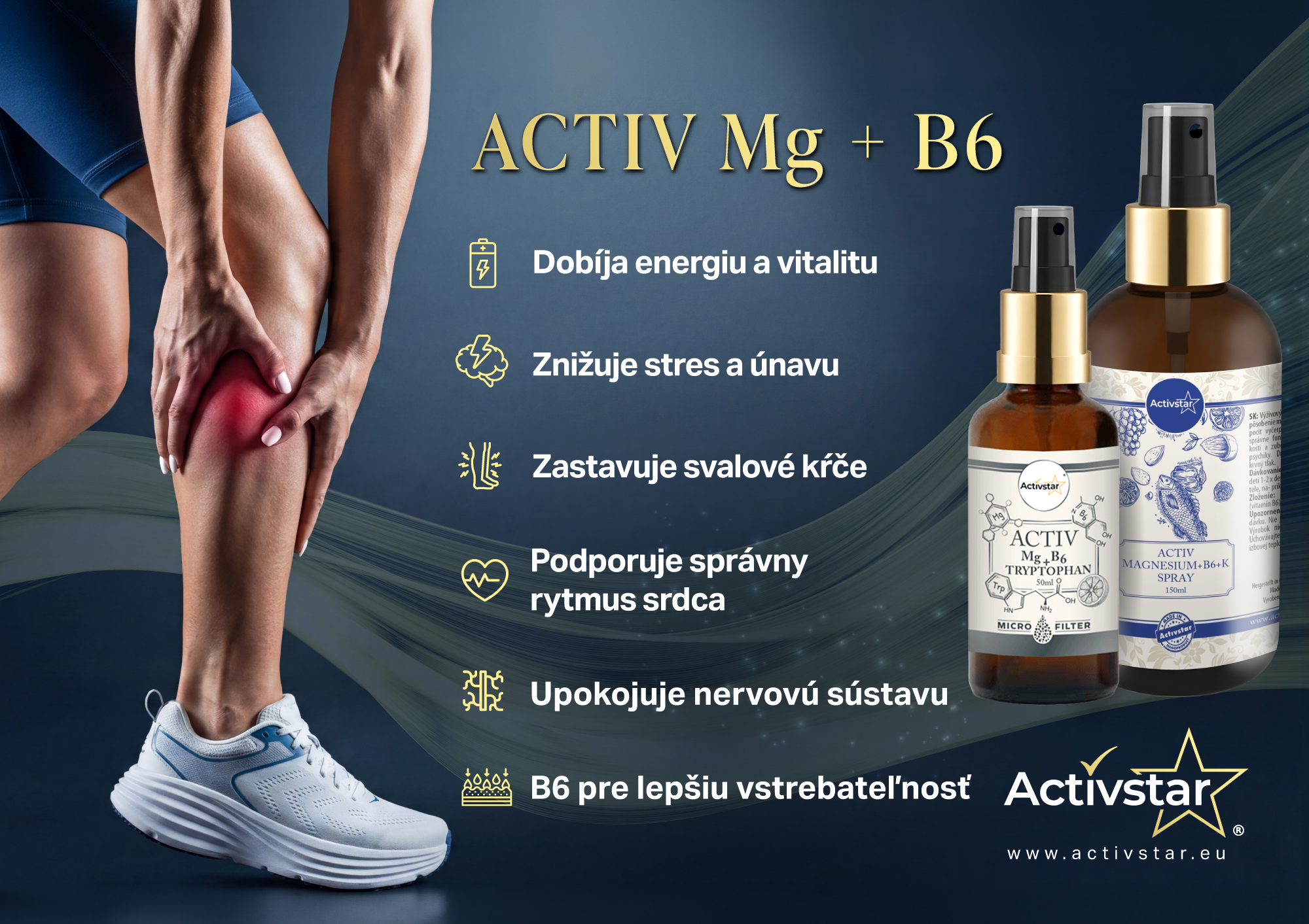 Activstar - Activ Magnesium + B6 + K spray 150 ml | activstar.sk