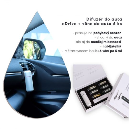 Difuzér do auta eDrive Black + vône do auta 6 ks